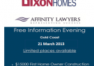 CHANGE OF DATE – INVITATION FROM AFFINITY LAWYERS IN CONJUNCTION WITH THE GREATER BUILDING SOCIETY AND DIXON HOMES